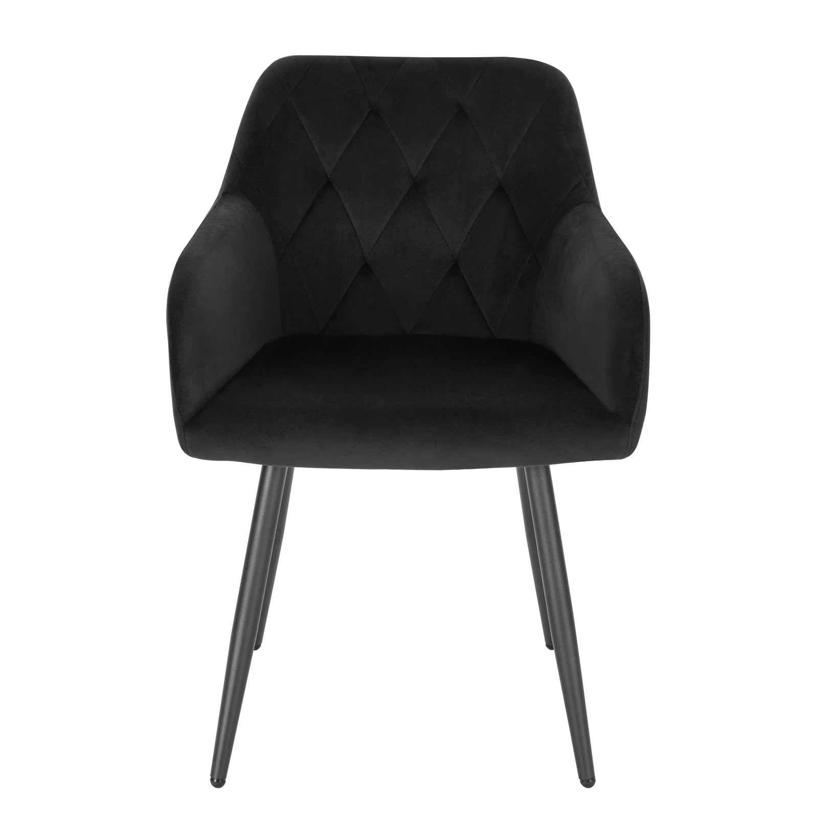 Eetkamerstoel – Bureaustoel – Stoel Met Armleuning – Scandinavische Stoel – Metalen Poten – Velvet Bekleding – Ergonomisch Design - Zwart - QUORE
