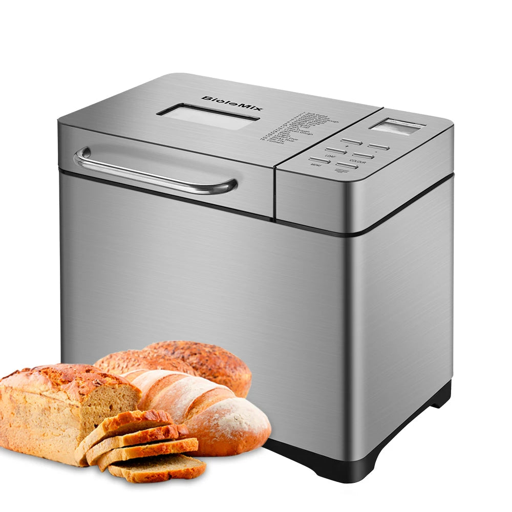 Broodsnijmachine - Broodbakmachine - Broodbakmachine - Automatische Broodbakmachine - 19-in-1 - 650W - 1KG - Inclusief Fruit & Notendispenser - QUORE