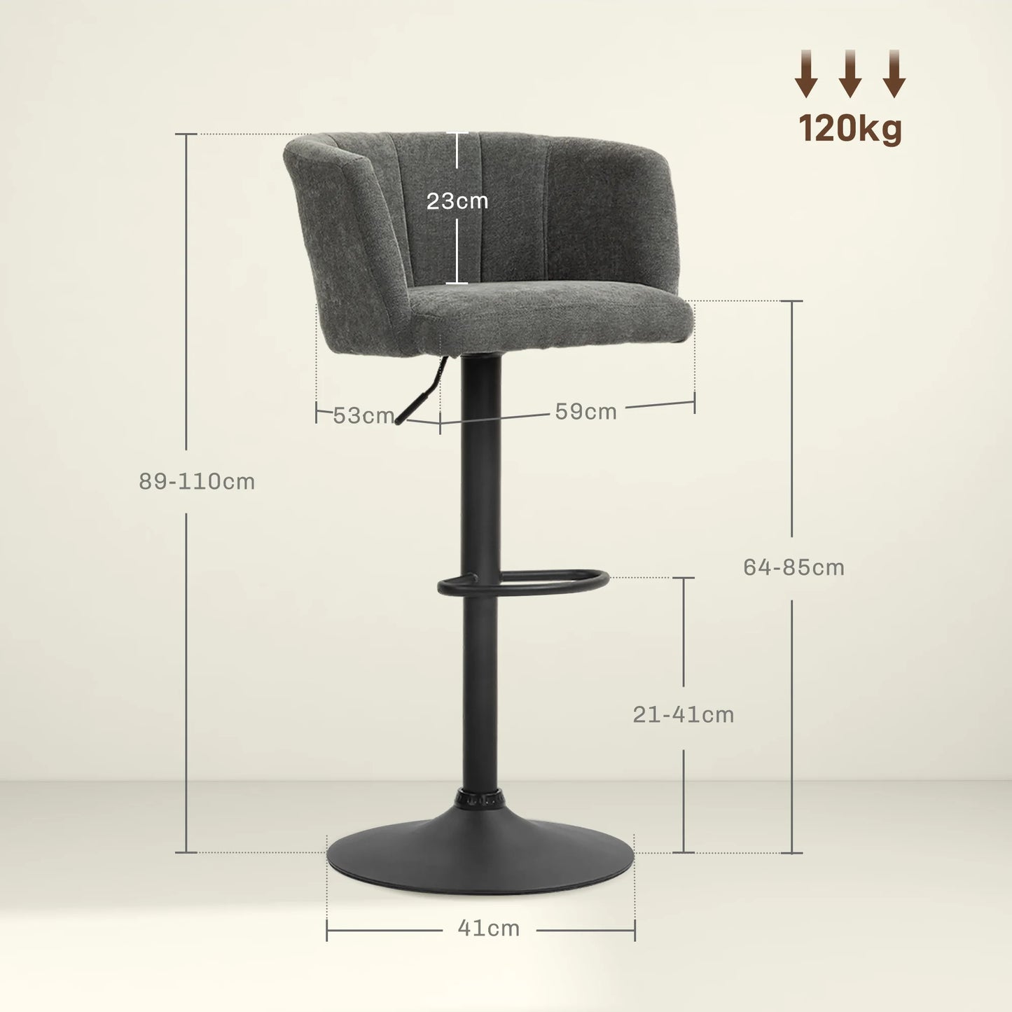 Barstoelen – Barkrukken – Hoge Stoelen – Keukenstoelen – Bistrostoelen – Verstelbare Hoogte – 360° Draaibaar