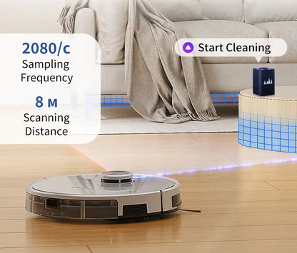 Lidar Robotstofzuiger - Dweilrobot - Vaccum Cleaner - Robot Vacuum - 5200mAh Batterij – 2-in-1 Stofzuiger & Mop - 6000Pa Zuigkracht - 2.8L Stofzak - Zelflegende - App & Spraakbediening - Wit