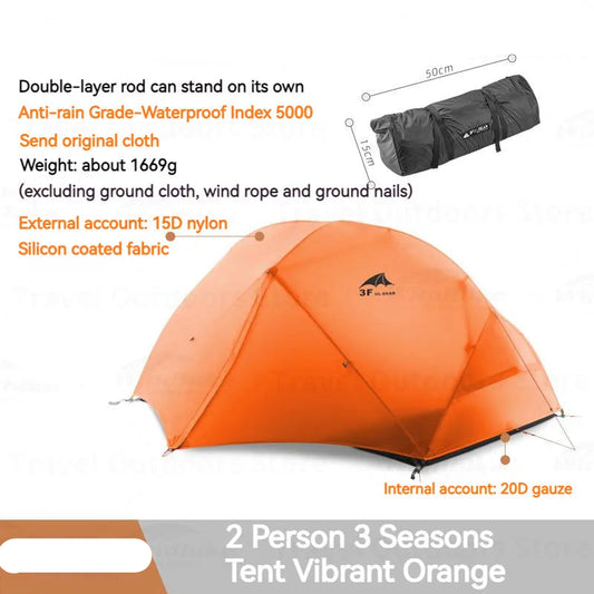 Outdoor Floating Cloud Tent - Ultralichte 2-Persoonstent - Waterdicht Nylon - Compact & Duurzaam - 15D-3Season-Orange