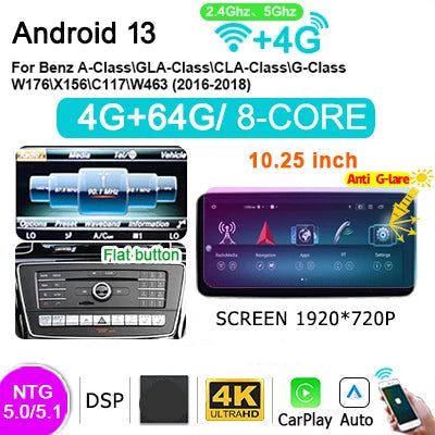 Autoradio – Multimediaspeler – 2DIN – CarPlay – Android Auto – 10,25 Inch HD Touchscreen – Android 13 Besturingssysteem