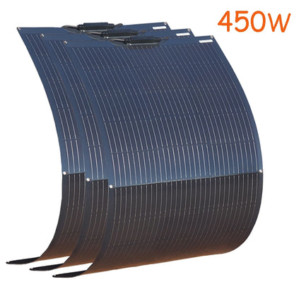 Zonnepaneel - Zonnepanelen - Monokristallijn - Flexibel - Buigzaam - Waterdicht - 450W - 3 Stuks - voor Dak - Camper - Boot - Caravan - Off-grid Systeem
