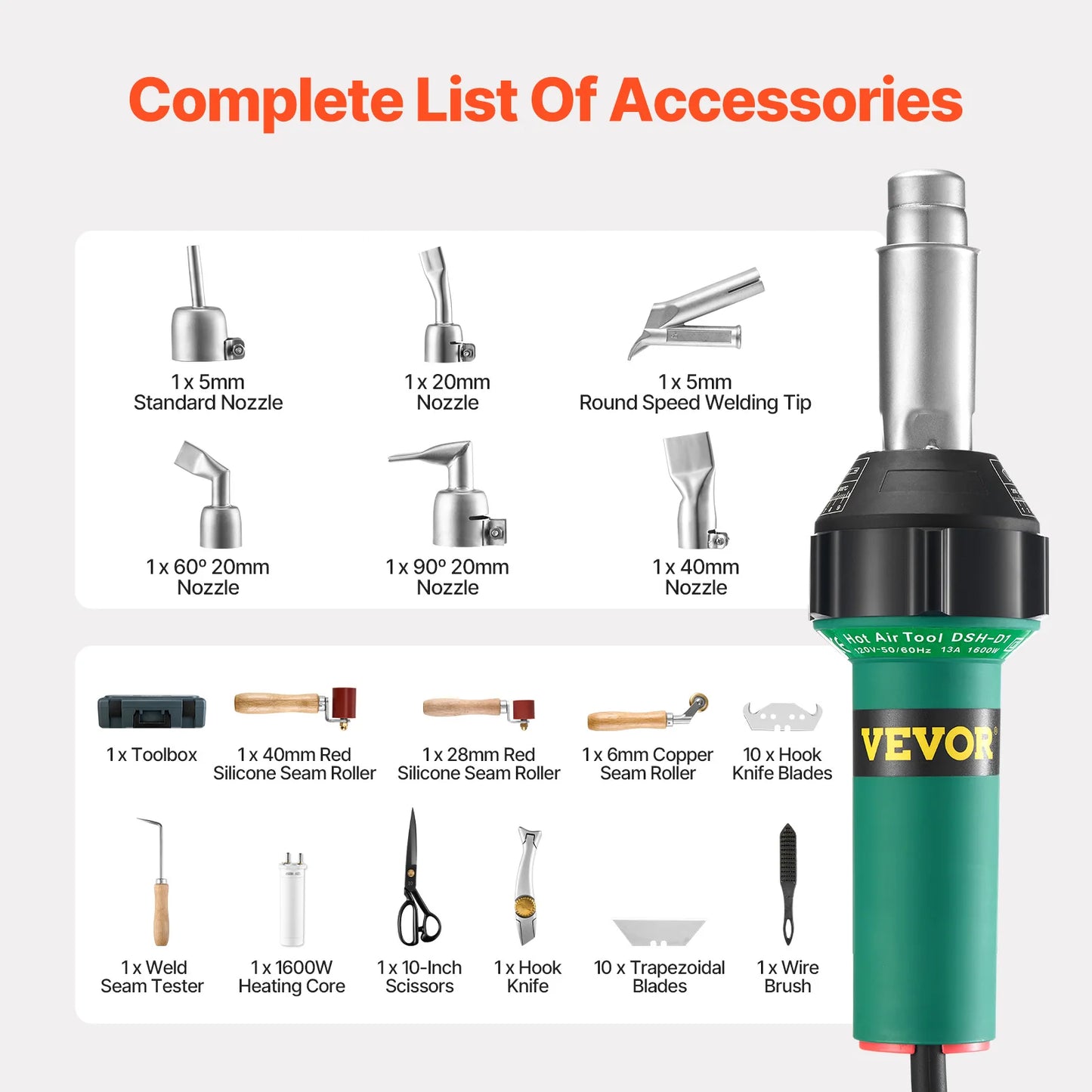 Hete Lucht Kunststoflasser – Kunststof Lasapparaat – Thermoplast Lassen – PVC Lasser – 1600W Motor – Instelbare Temperatuur 50-600°C