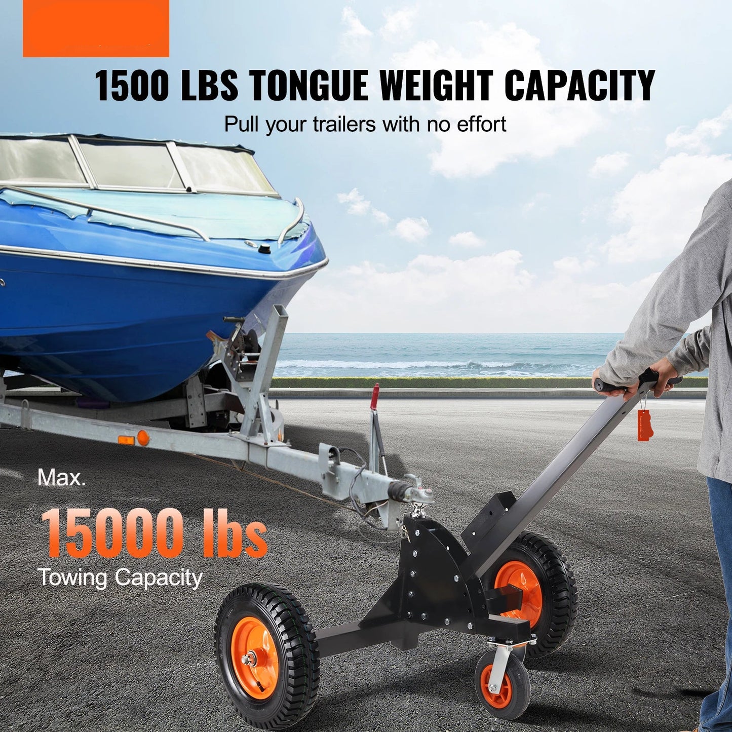 Aanhanger Dolly – Trailer Dolly – Trek Dolly – Verplaats Dolly – Verstelbare Hoogte – Draagvermogen 680 Kg – Pneumatische Wielen