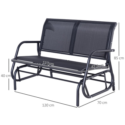 Dubbele Schommelbank – Tuinschommel – Schommelbank Voor Twee – Buitenbank – Metalen Frame – Ademend Mesh – 120 Cm Breed