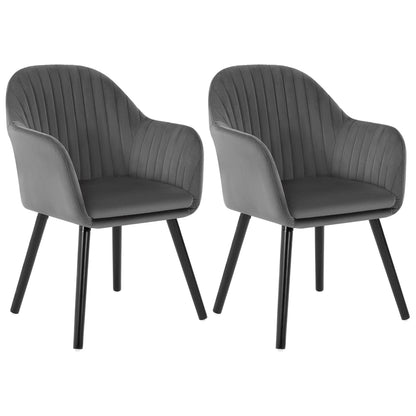 WOLTU 2PCS/Set Dining Room Chairs Velvet Kitchen Chairs with Armrests Ergonomic Upholstered Chair for Restaurant Living Room