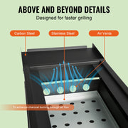 BBQ Grill - Grill Rotisserie Kit - Grillset - BBQ kampvuurgrill - Draagbaar - Kampvuurkookuitrusting - Draagbare houtskoolgrill - platte bovenkant - propaangasgrill - voor buiten koken - 23in - Zwart