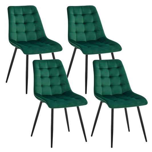 Stoel - Eetkamerstoelen - Set van 4 Fluwelen Eetkamerstoelen - Metalen Poten – Robuust Moderne Comfortabele Stoelen - voor Keuken - Slaapkamer - Woonkamer - Huisdecoratie - 85x46x47cm - Groen