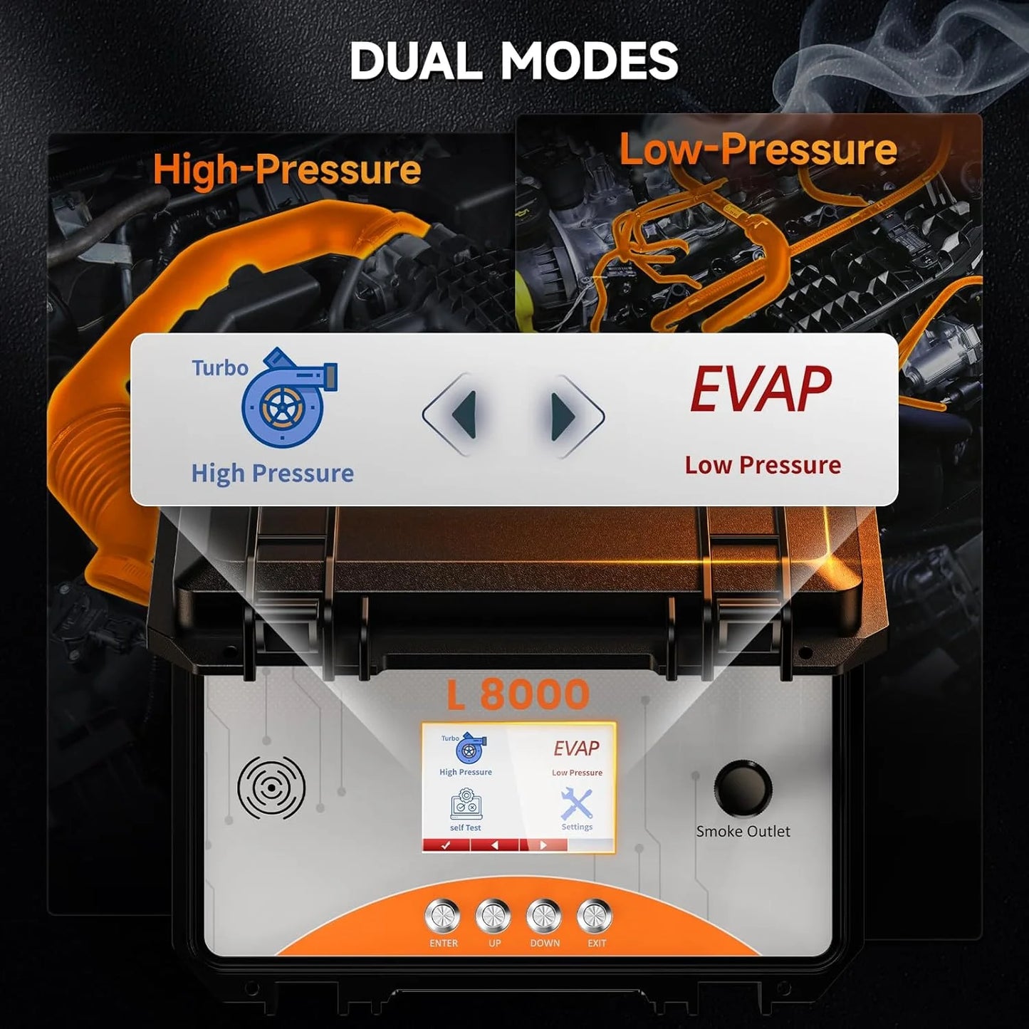 Diagnose Smoke Machine – Lekdetectie Apparaat – Rookmachine Auto – Vacuümsysteem Tester – Duale Modus – Ingebouwde Luchtpomp – Kleur LCD-Scherm - QUORE