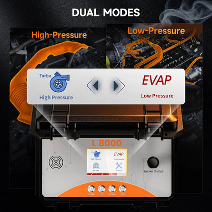 Diagnose Smoke Machine – Lekdetectie Apparaat – Rookmachine Auto – Vacuümsysteem Tester – Duale Modus – Ingebouwde Luchtpomp – Kleur LCD-Scherm - QUORE