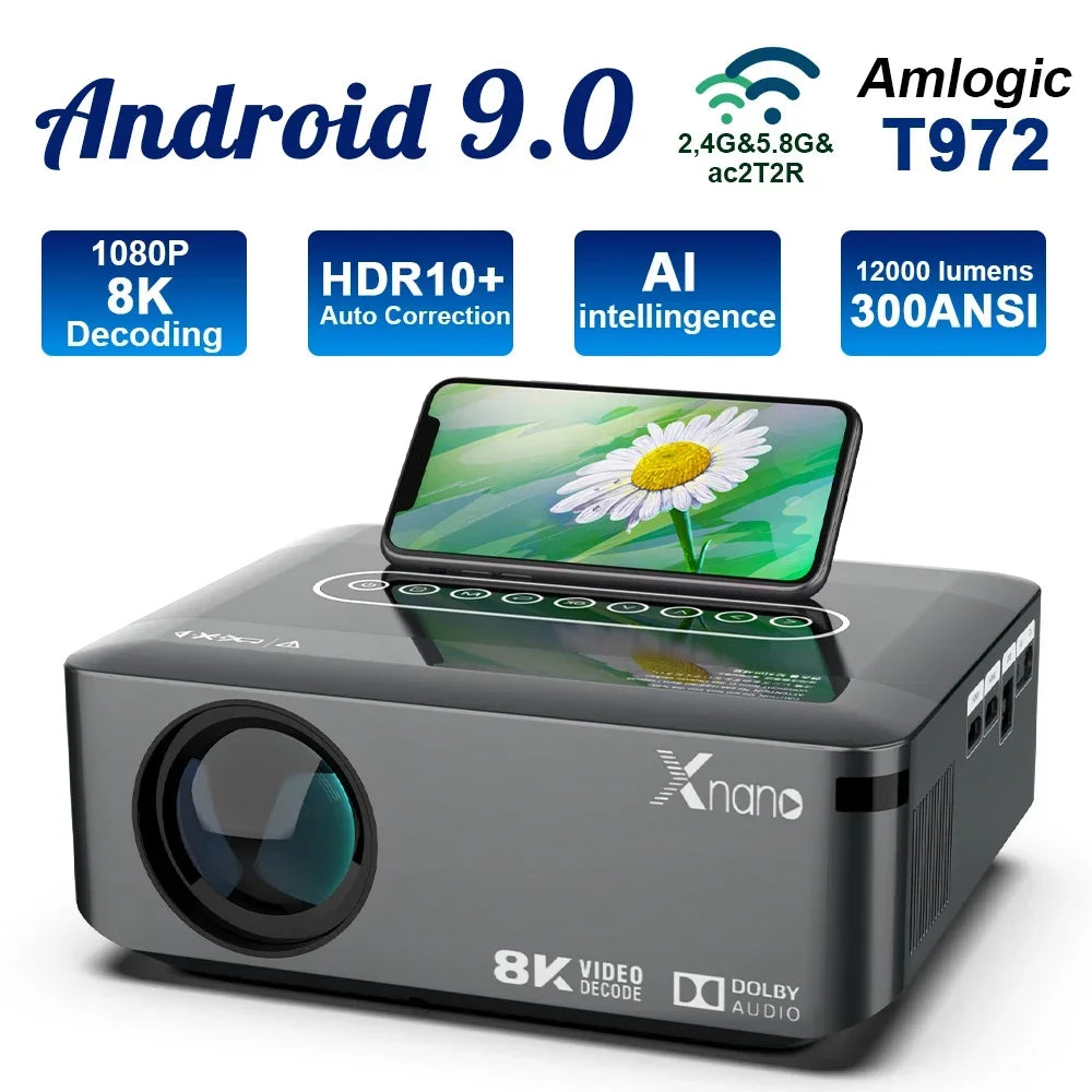 Full HD Android Projector – Beamer – Home Cinema – Multimedia Projector – LED Projector – 1080p Native Resolutie – Draadloze 2.4G/5G Wifi & Bluetooth 5.0