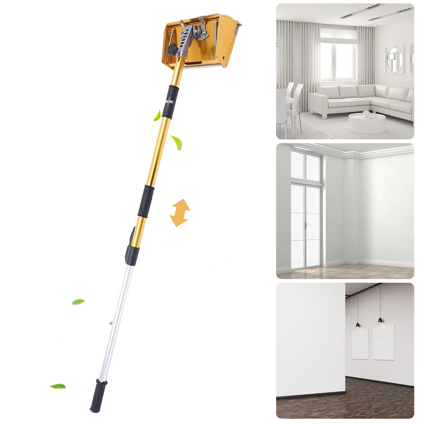 Portable Drywall Master Tools Plastering Flat Finishing Plaster Box Tool 9.8'' W/ 40-63.8'' Extendable Handle Max 64'' Length