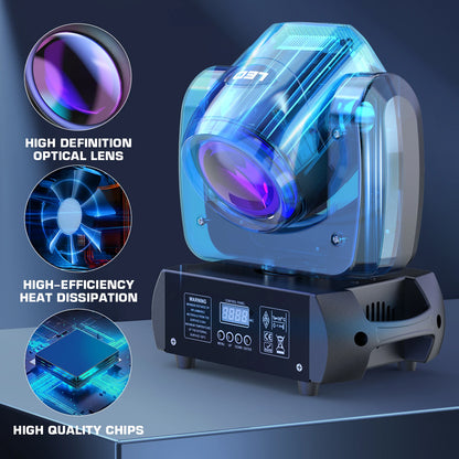 Moving Head Stage Lights – Moving Head Verlichting – LED Stage Lamp – DJ Licht – Disco Verlichting – Set van 2 EU Plug – 100W Power – 18 Prismatische Effecten - QUORE