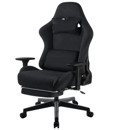 Ergonomische Gamestoel – Bureaustoel – Gamingstoel – Comfortabele Stoel – Faux Suède Bekleding – 3D Verstelbare Armleuningen – Uittrekbare Voetsteun - Zwart