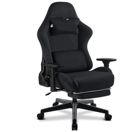 Gaming- En Bureaustoel – Ergonomische Stoel – Comfortabele Stoel – Verstelbare Armleuningen – Ademend Suède Materiaal – Rugleuning En Voetensteun - QUORE