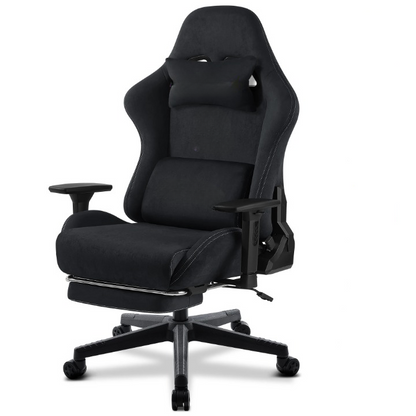 Gaming Stoel - Bureaustoel - Swivel Stoel - met Voetsteun - Verstelbare - Rugleuning - Lendenkussen - Ergonomische - Draaibare - 89 x 59 x 32.5 cm - Zwart