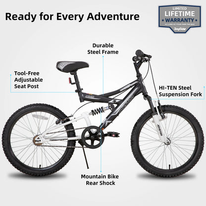 JOYSTAR 20 Inch Kids' Bike for Kids Ages 5-13 Years Old, Dual-Suspension Kids Mountain Bike - QUORE