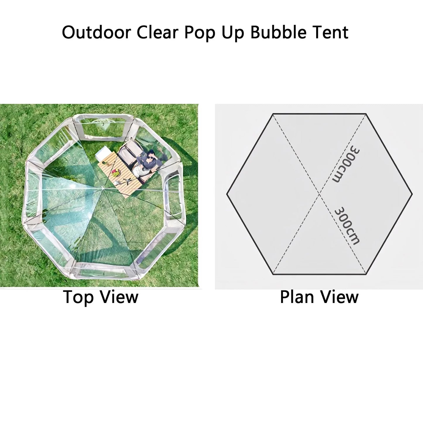 Pop-Up Tent – Bubble Tent – Buiten Tent – Transparante Tent – Waterdicht PVC – Ruim Voor 4-6 Personen - 3X3m - Wit