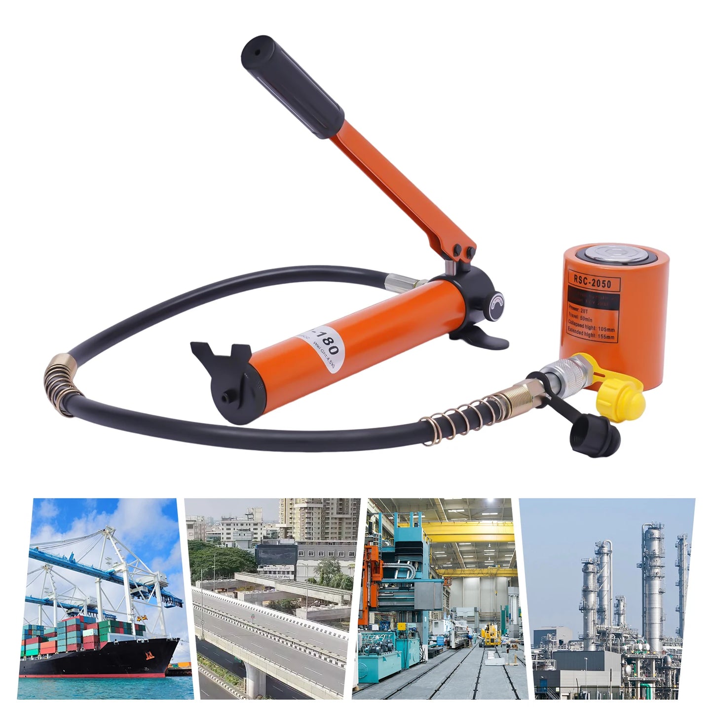 Handmatige Hydraulische Pomp – Hydraulische Krik – Handpomp – 20 Ton Capaciteit – 70 MPa Werkdruk – 350cc Reservoir – Stalen Constructie
