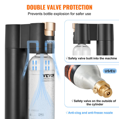 Vevor - Dispenser - Beverage Dispenser - Carbonated Water Maker - Soda Machine - For Home - Carbonated Seltzer Water Starter Kit - Mainstream Screw-in - 1L - CO2 Cylinder