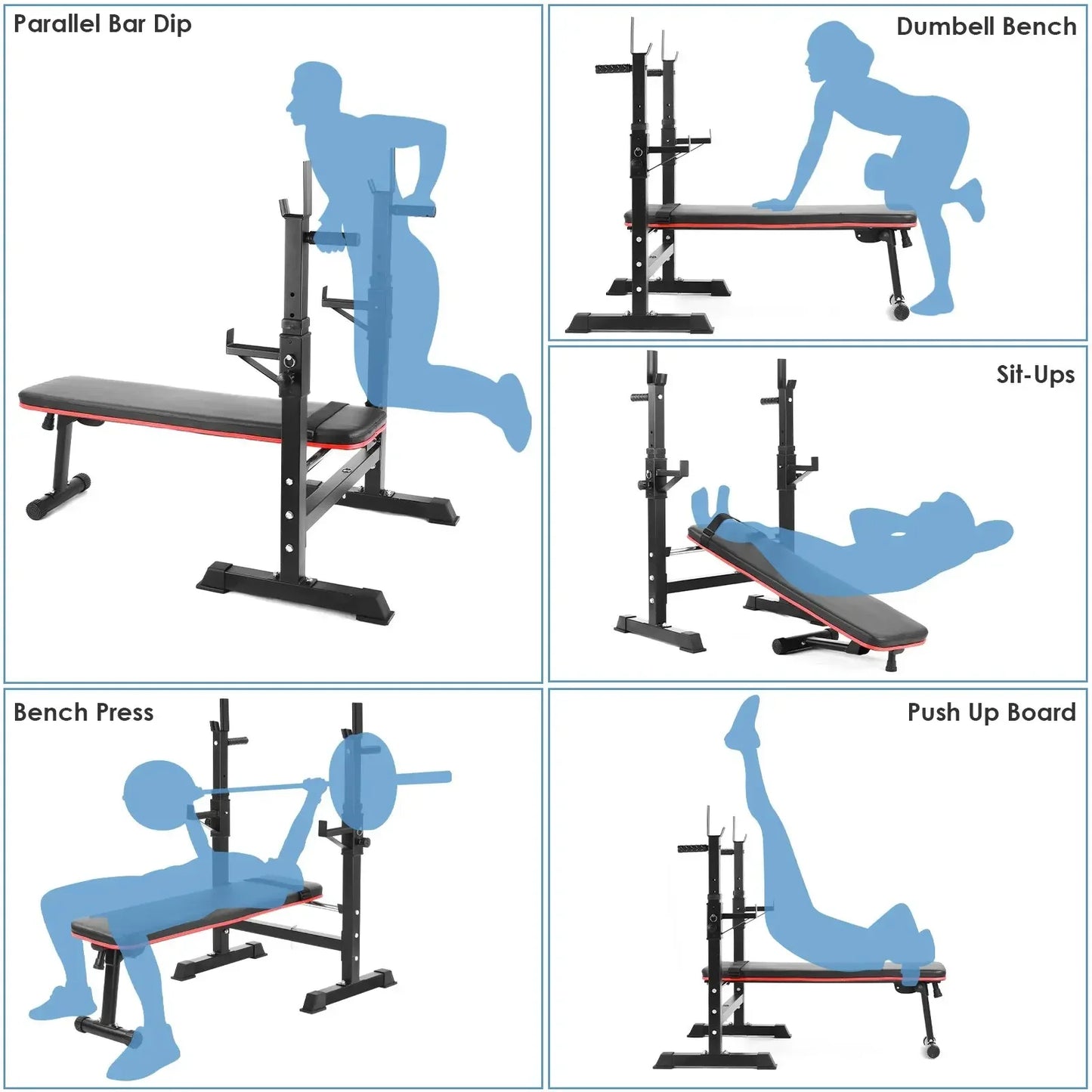 Fitnessbank – Halterbank – Trainingsbank – Krachtbank – Sportschoolbank – Verstelbare Haltersteunen – Stevig Staalframe Tot 200 kg Belastbaar