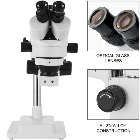 Vevor - Digital microscope - Stereo digital microscope - Trinocular - 360° rotatable - Lab optical instrument - 3.5X-90X - Adjustable double arm - White 