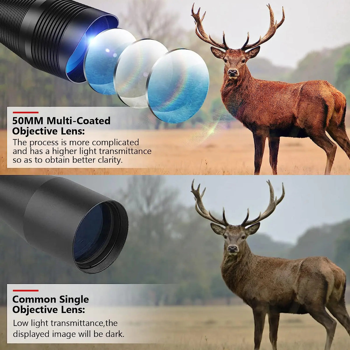 4-12x50 Scope Illuminated Rangefinder Reticle Rifle Holographic 4 Reticle Sight 20mm Red Grenn Laser For Hunting - QUORE