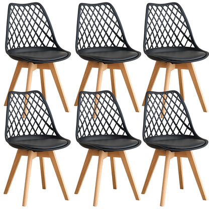 Set of 4 / 6 Modern Mesh Back Dining Chair with Solid Wood Legs and Upholstered Cushions, for Dining Room/Bedroom, Cafe Chair