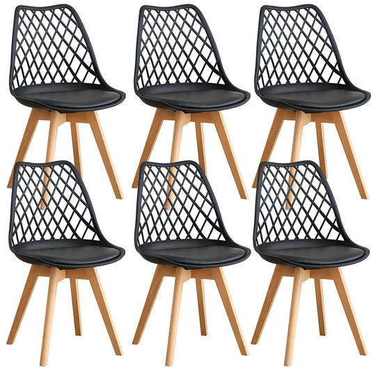 Set of 4 / 6 Modern Mesh Back Dining Chair with Solid Wood Legs and Upholstered Cushions, for Dining Room/Bedroom, Cafe Chair