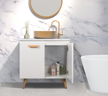 Wastafelmeubel 60x40x60,5 cm – Badkamerkast Onder Wastafel met Uitsparing – Wastafel Onderkast – Compact & Modern Design – Opbergruimte voor Badkamer - Witte