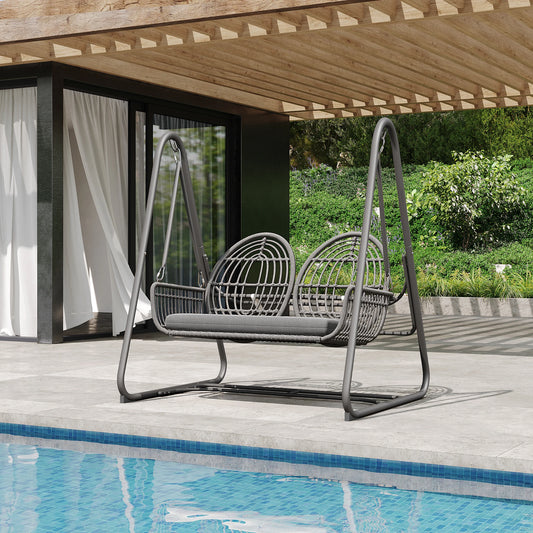 2-Persoons Schommelstoel – Tuinbank – Buitenstoel – Zitzak – Relaxstoel – Metalen Frame – Wasbare Kussens