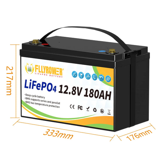 12V 180Ah LiFePO4 Accu – Lithium-IJzerfosfaat Accu – Camper Accu – Boot Accu – Zonne-Energie Accu – IP65 Waterbestendig – 6000 Cycli Levensduur