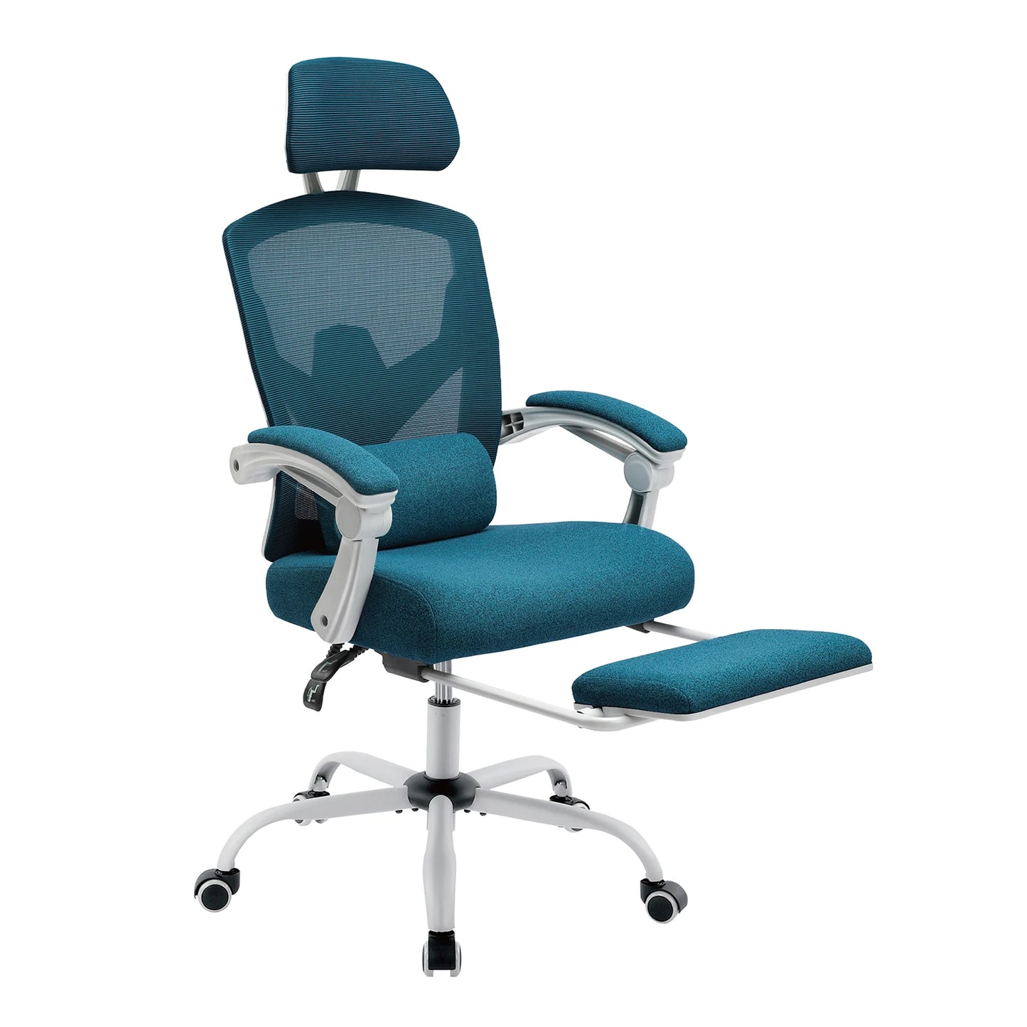 Ergonomische Bureaustoel - Stoelen - Gaming Stoel - Wipfunctie - Draaistoel - Verstelbare Hoofdsteun - Lendensteun - 125kg Draagkracht -  Blauw