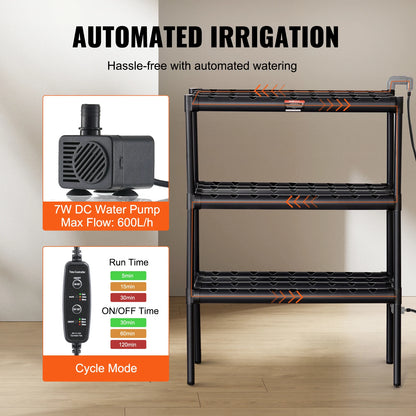 Hydroponics - Hydroponic system - Growing table - Hydroponic nutrition - Vegetable garden table - Hydroponic growing system - 72 places 2 layers - with water timer baskets and sponges