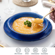 Tableware - Tableware set - 18 Piece Plates - Soup Plates - Dessert Plates - Earthenware Service for 12 persons - Bonita Blue