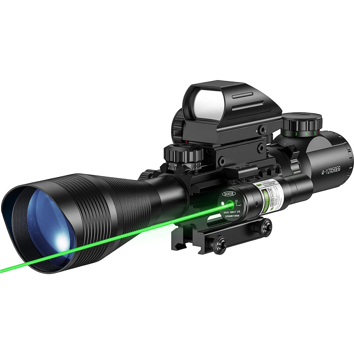4-12x50 Scope Illuminated Rangefinder Reticle Rifle Holographic 4 Reticle Sight 20mm Red Grenn Laser For Hunting - QUORE