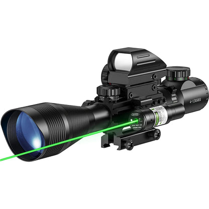4-12x50 Scope Illuminated Rangefinder Reticle Rifle Holographic 4 Reticle Sight 20mm Red Grenn Laser For Hunting - QUORE