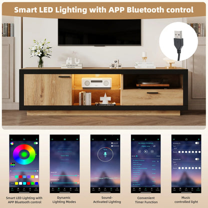 TV-Meubel – TV-Kast – Entertainmentmeubel – Tv-Stand – LED-Verlichting Met Smartphonebediening – Geschikt Voor Tv’s Tot 70 Inch - QUORE