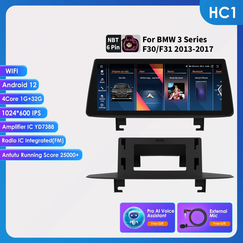 Hizpo 2 Din Car Radio for BMW 3 BMW 4 Series F30 F31 NBT Audio Multimedia Player CarPlay Android Auto GPS Bluetooth WIFI FM RDS