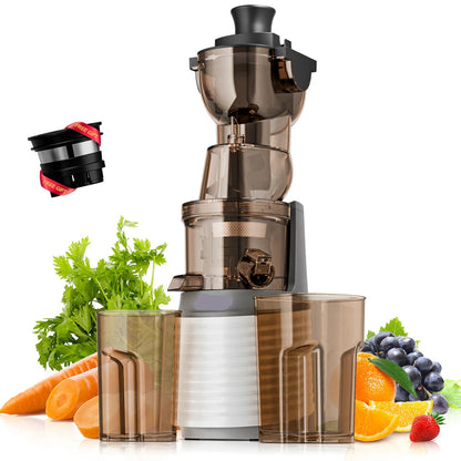Slow Juicer - Sapcentrifuge - Cold Press - Kitchen - voor Groenten en Fruit - Grote Vulopening - 60RPM - 3 Snelheden - 1200 Watt - Stainless Steel Sieve - Automatische Pulpuitstoot - Koude Pers - Makkelijk te Reinigen - Parelwit