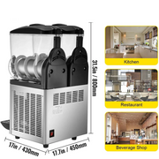 Slush Puppy Maker - Slush Puppy Machine - 15L Double Tank - Slushy Maker - Slush Machine - Margareta Machine - Frozen Drink Maker - Perfect for Cafes Bars