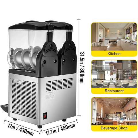 Slush Puppy Maker - Slush Puppy Machine - 15L Double Tank - Slushy Maker - Slush Machine - Margareta Machine - Frozen Drink Maker - Perfect for Cafes Bars