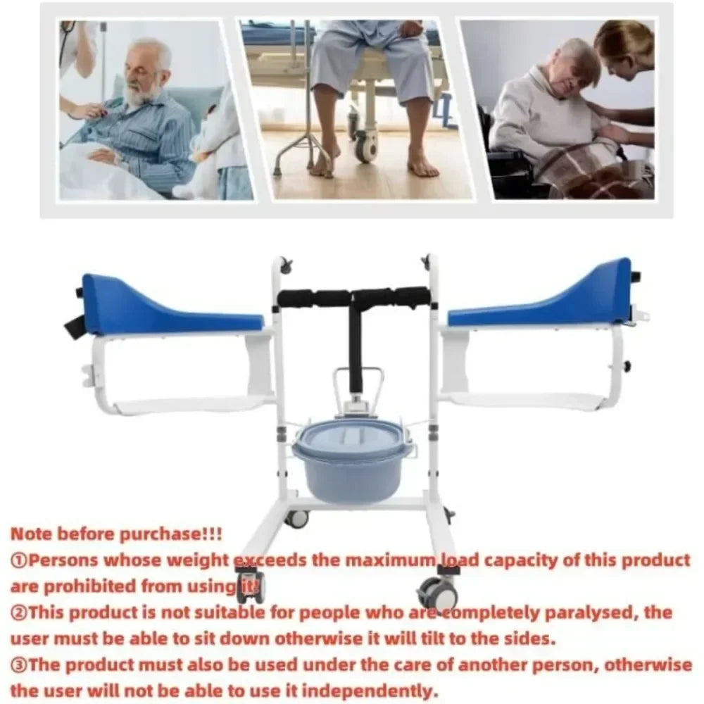 Transportrolstoel - Rolstoel - Rollator - Patiëntenlift - Douchestoel met Wielen voor Senioren – Verplaatsbare Toilet – Comfortabel & Veilig – Wit/Blauw