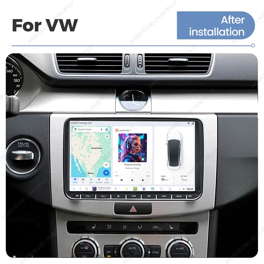 Multimedia Car Radio – Auto Stereo – Navigatiesysteem – 2 DIN Autoradio – Touchscreen Radio – 9” Scherm – Draadloos CarPlay & Android Auto – Snelle 8-Core Processor