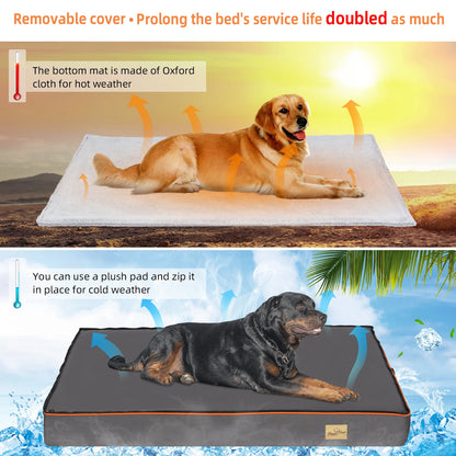 Hondenkussen - Hondenbed Orthopedisch - Gemaakt van Dikke Schuimkussen - Padded Pet Bed - met Wasbare en Waterdichte Hoes - Driedubbel Extra Groot