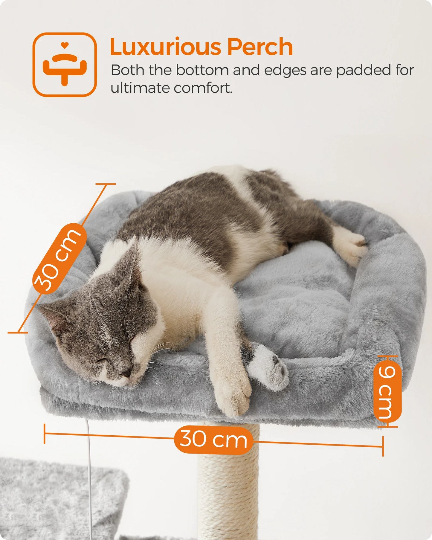 Krabpaal - Kattenboom - met Grote Cave - Arbre a Chat - 3 Platforms - XL - 164 cm - Meerdere Verdiepingen - Krabplank - en Sisal Riem - Stabiel - Geschikt voor 3 Katten - Houten Constructie - Lichtgrijs