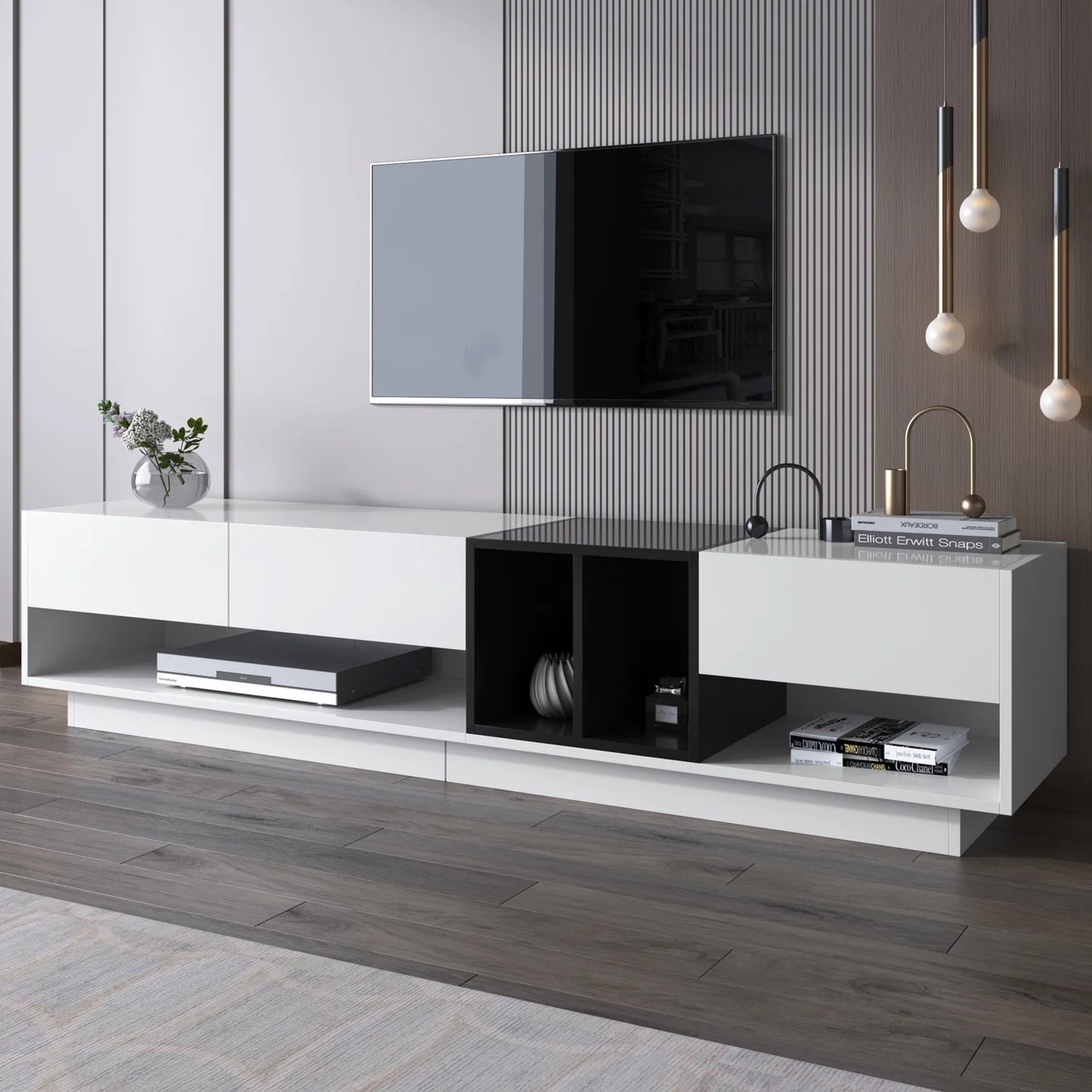 TV-Meubel – Tv-Kast – Meubel Voor Tv – Opbergmeubel – Ruime Lades – Krasbestendig Spaanplaat – Geschikt Voor 50-59 Inch Televisies