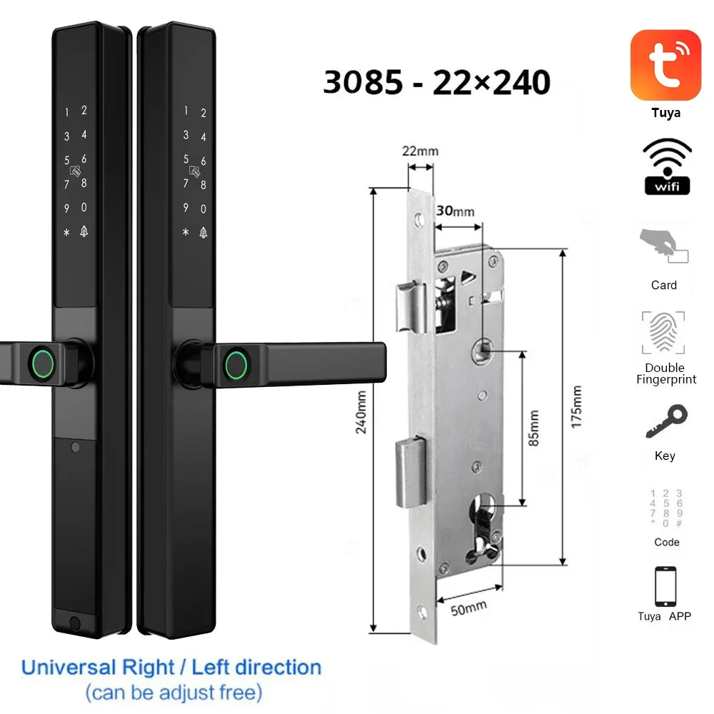 Vingerafdrukslot – Slimme Deurslot – Elektronisch Slot – Smart Lock – Deurklink Slot – Wifi Connectiviteit – IP67 Waterdicht – Aluminium Materiaal