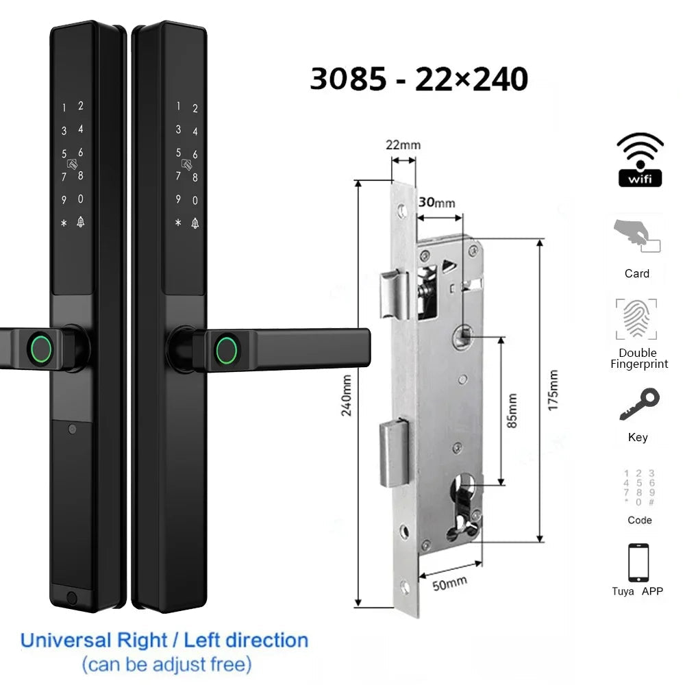 Vingerafdrukslot – Slimme Deurslot – Smart Lock – Elektronisch Slot – Deurklinkslot – Waterdicht IP67 – Dubbelzijdige Vingerafdrukherkenning - 3085 - 22x240